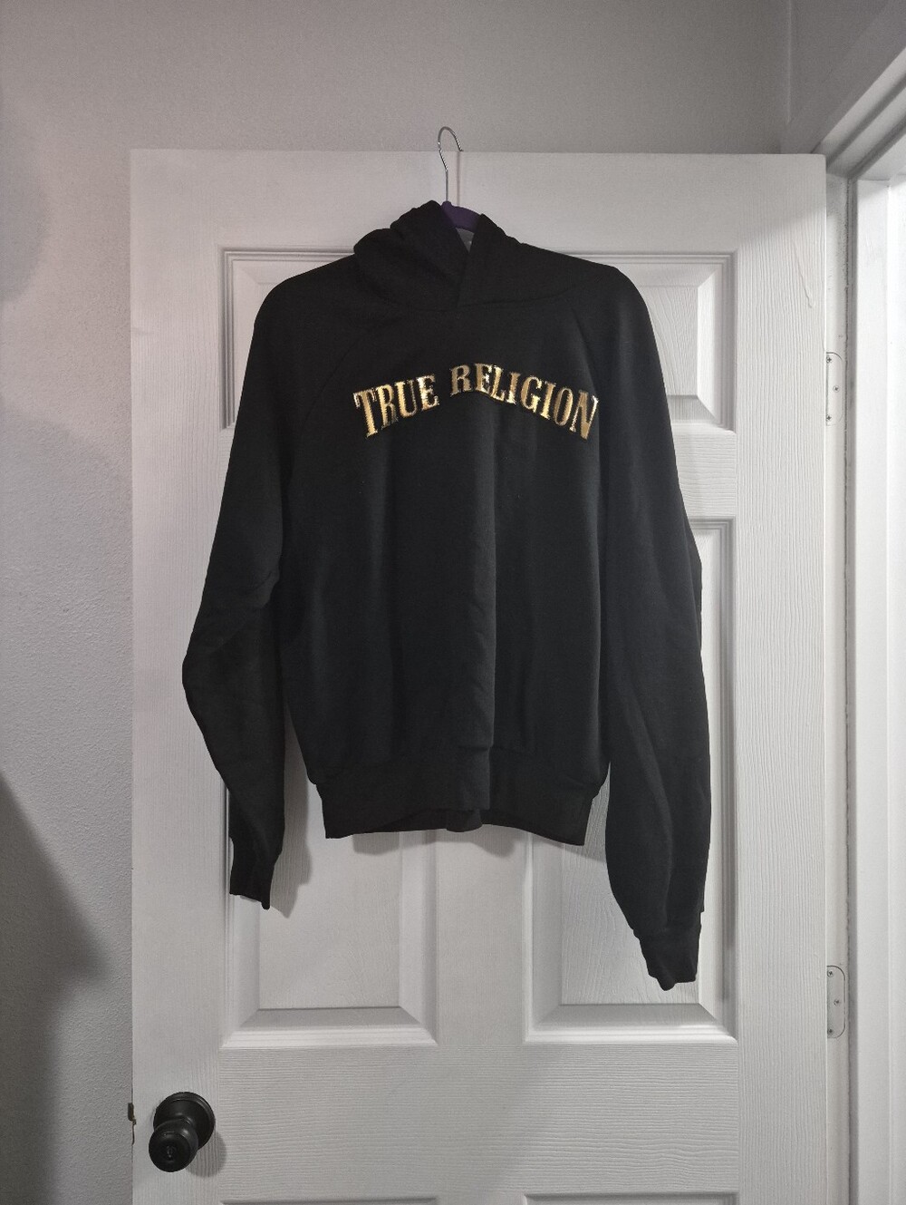 True Religion Black Hoodie with Gold Logo